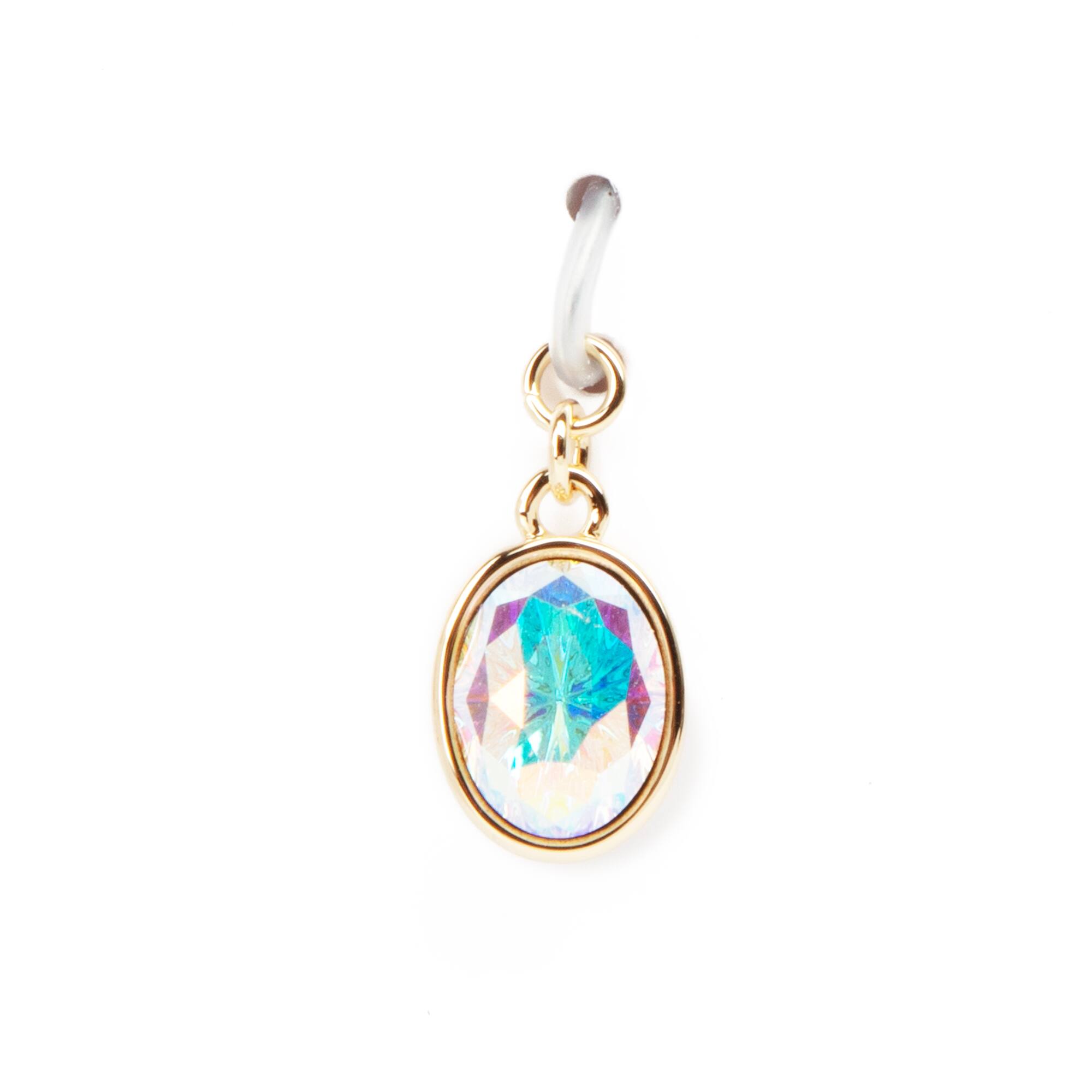 12 Pack: 14K Gold Plated AB Austrian Crystal Oval Charm by Bead Landing™